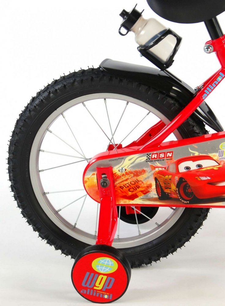 EandL Cycles Bicicleta pentru copii EL Disney Cars 16 inch frana de mana pe ambele roti scaun si ghidon reglabil sticla de apa spite roti gonflabile