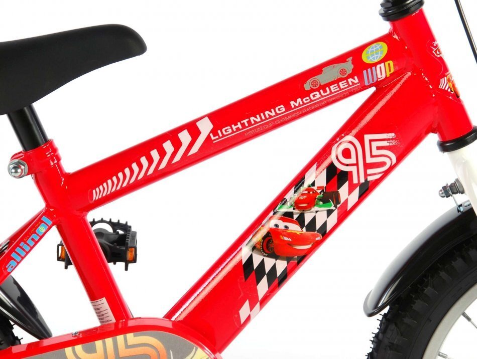 EandL Cycles Bicicleta pentru copii EL Disney Cars 16 inch frana de mana pe ambele roti scaun si ghidon reglabil sticla de apa spite roti gonflabile