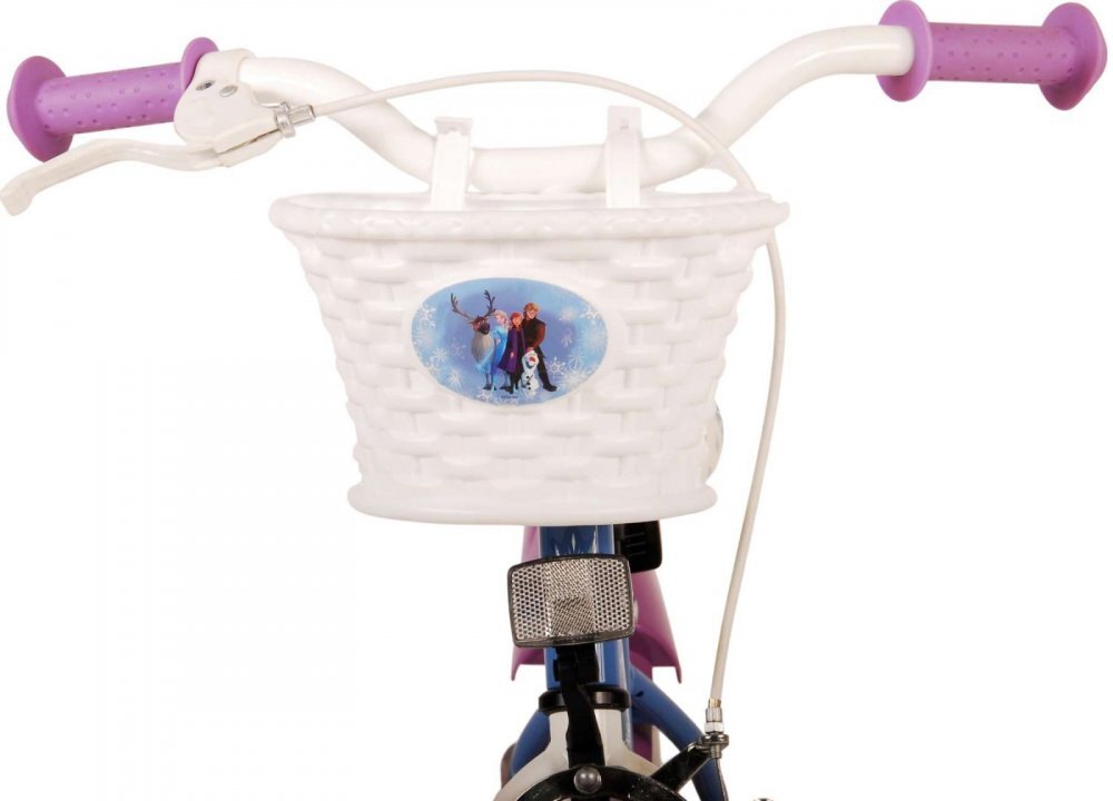 EandL Cycles Bicicleta pentru copii EL Disney Frozen 12 inch CB frana de mana pe roata fata scaun si ghidon reglabil spite metalice roti gonflabile stopuri reflectorizante