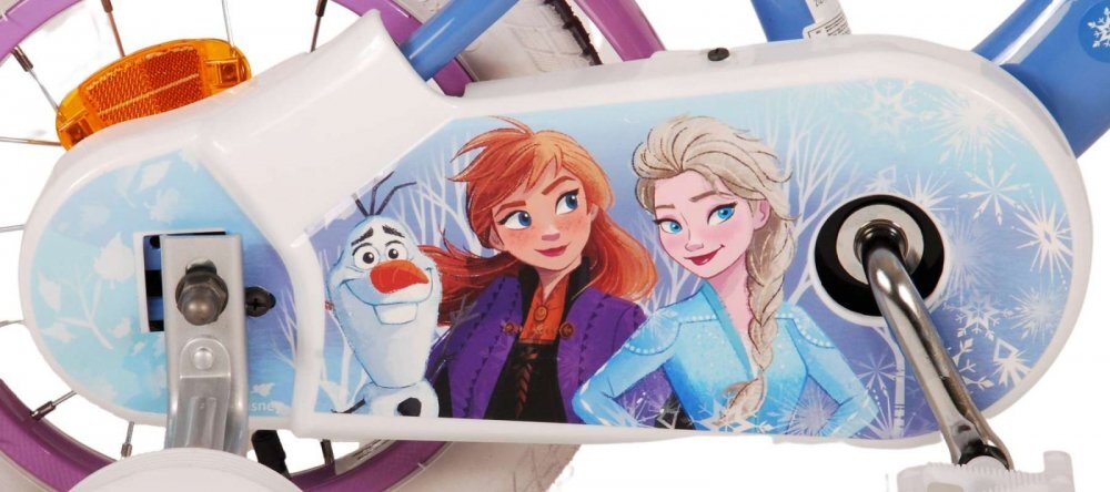 EandL Cycles Bicicleta pentru copii EL Disney Frozen 12 inch CB frana de mana pe roata fata scaun si ghidon reglabil spite metalice roti gonflabile stopuri reflectorizante