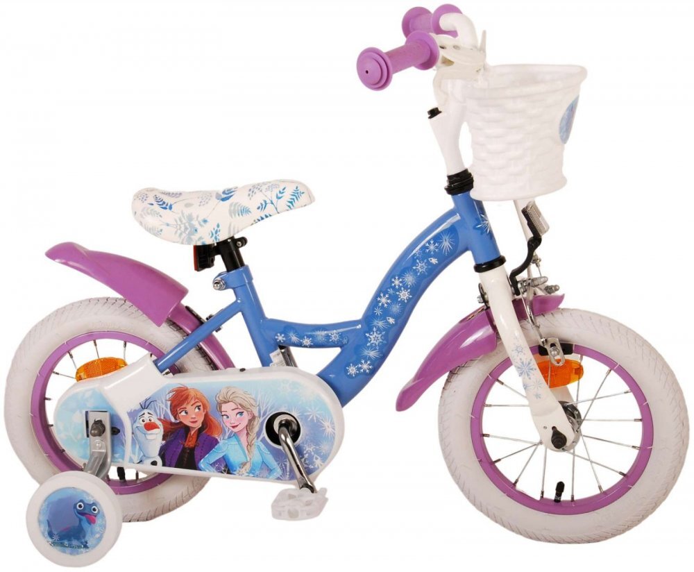 EandL Cycles Bicicleta pentru copii EL Disney Frozen 12 inch CB frana de mana pe roata fata scaun si ghidon reglabil spite metalice roti gonflabile stopuri reflectorizante