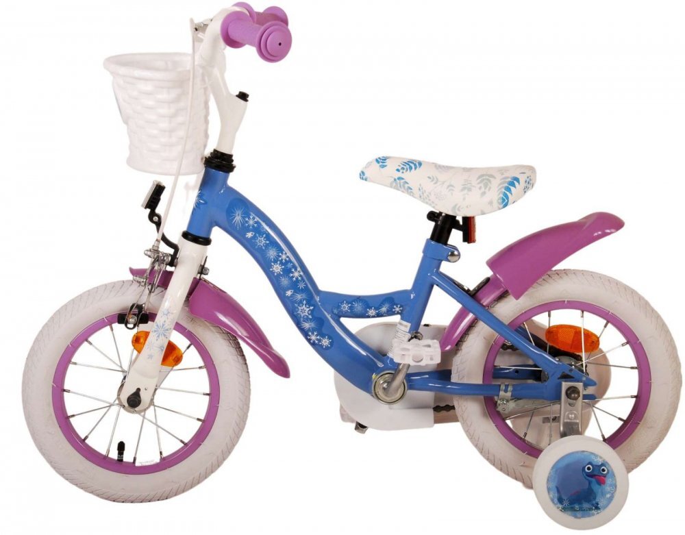 EandL Cycles Bicicleta pentru copii EL Disney Frozen 12 inch CB frana de mana pe roata fata scaun si ghidon reglabil spite metalice roti gonflabile stopuri reflectorizante