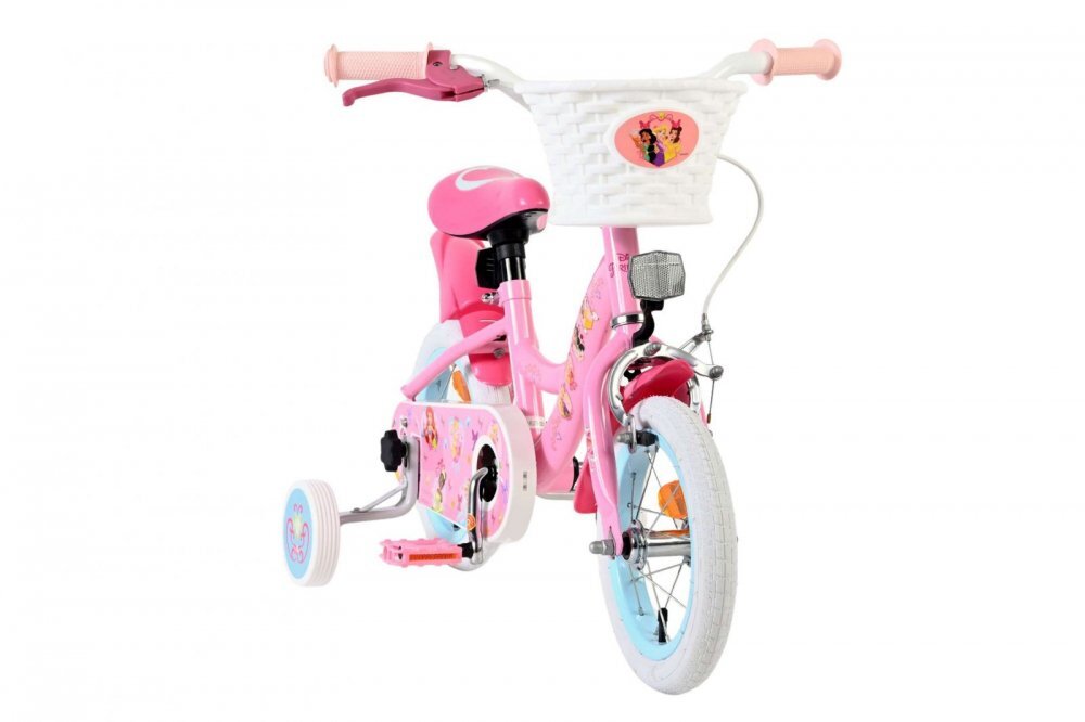 EandL Cycles Bicicleta pentru copii EL Disney Princess 12 inch frana de mana roata fata scaun si ghidon reglabil cosulet pe ghidon roti gonflabile