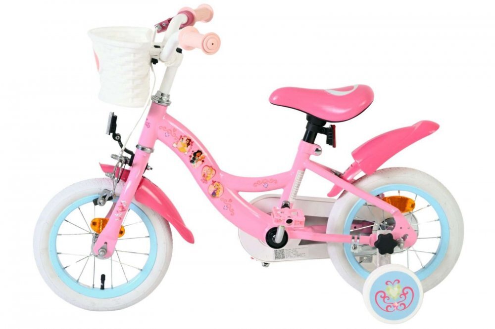 EandL Cycles Bicicleta pentru copii EL Disney Princess 12 inch frana de mana roata fata scaun si ghidon reglabil cosulet pe ghidon roti gonflabile