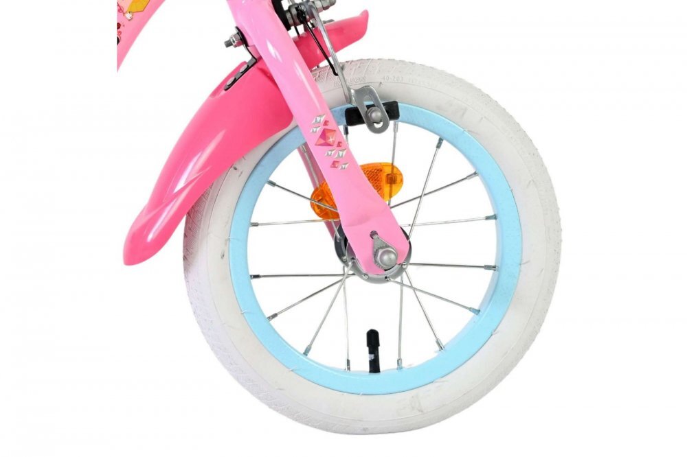 EandL Cycles Bicicleta pentru copii EL Disney Princess 12 inch frana de mana roata fata scaun si ghidon reglabil cosulet pe ghidon roti gonflabile