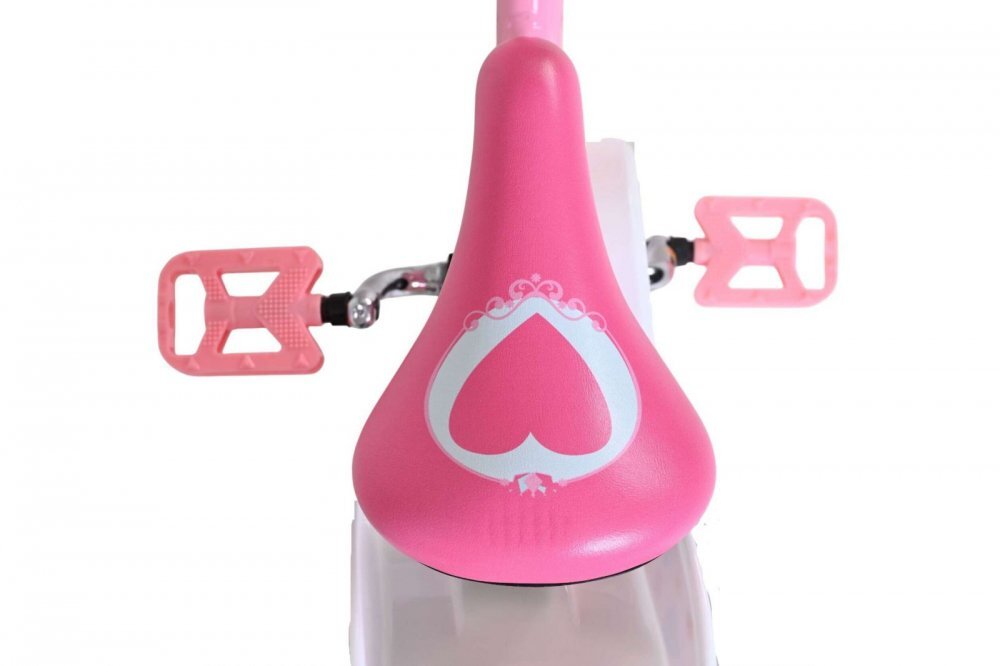 EandL Cycles Bicicleta pentru copii EL Disney Princess 12 inch frana de mana roti cauciuc EVA scaun si ghidon reglabil suport pentru papusi cosulet pe ghidon