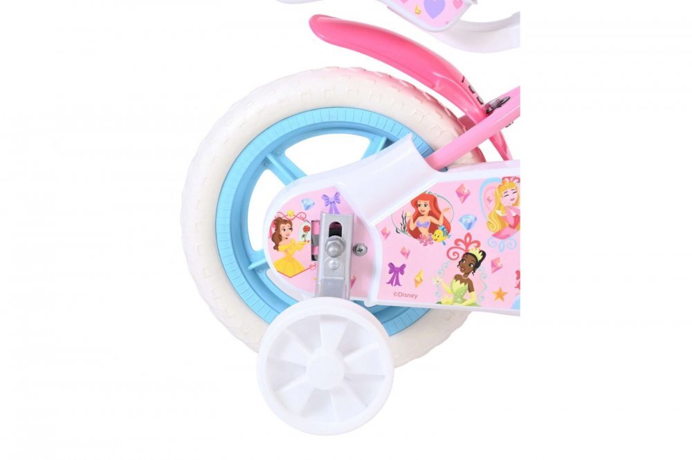 EandL Cycles Bicicleta pentru copii EL Disney Princess 12 inch frana de mana roti cauciuc EVA scaun si ghidon reglabil suport pentru papusi cosulet pe ghidon