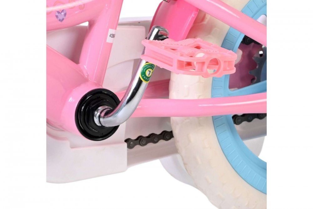 EandL Cycles Bicicleta pentru copii EL Disney Princess 12 inch frana de mana roti cauciuc EVA scaun si ghidon reglabil suport pentru papusi cosulet pe ghidon