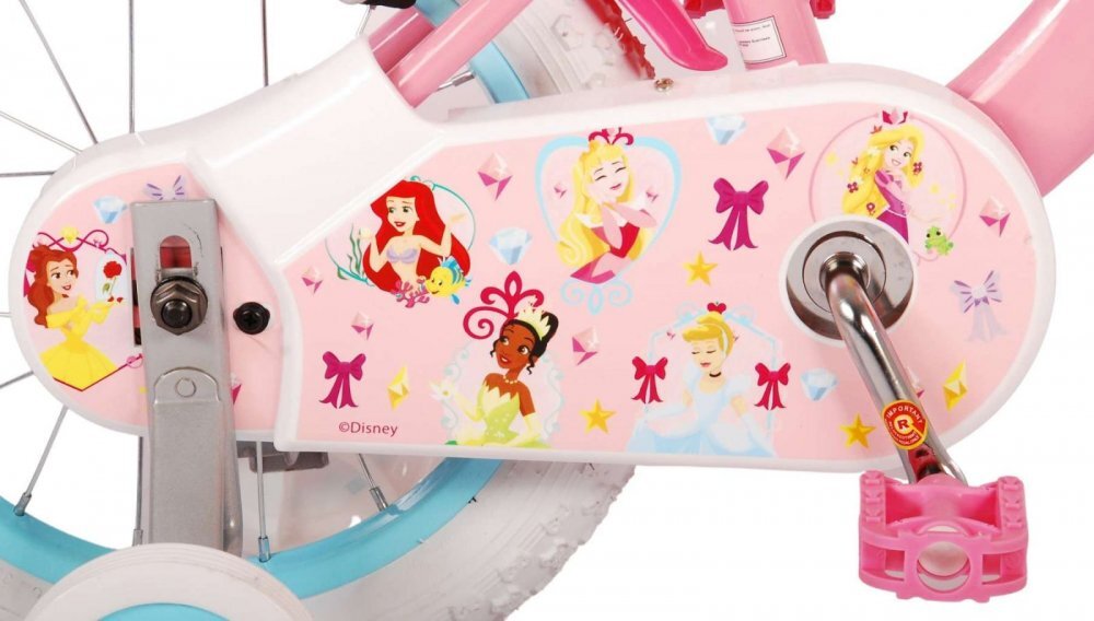 EandL Cycles Bicicleta pentru copii EL Disney Princess 14 inch Pink ND frana de mana pe ambele roti scaun si ghidon reglabil spite metalice roti gonflabile stopuri reflectorizante