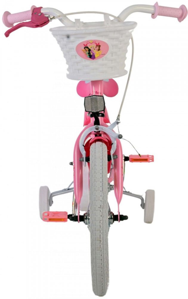 EandL Cycles Bicicleta pentru copii EL Disney Princess 16 inch frana de mana pe roata din fata scaun si ghidon reglabil spite metalice roti gonflabile stopuri reflectorizante