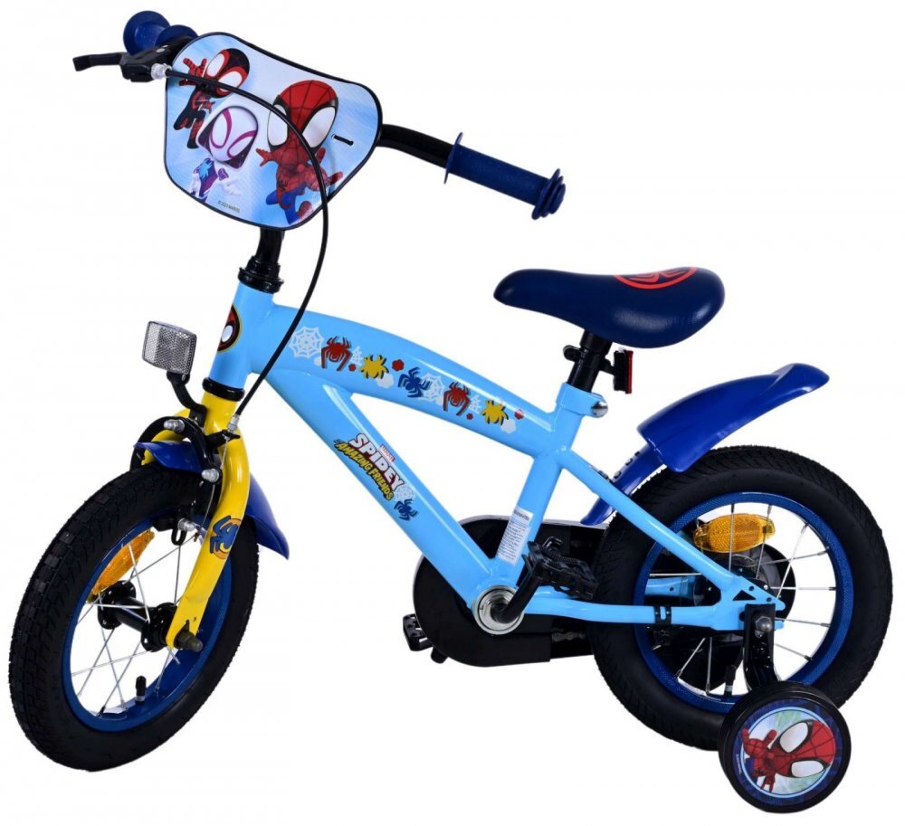 EandL Cycles Bicicleta pentru copii EL Spidey si prietenii 12 inch frana de mana pe roata fata scaun si ghidon reglabil spite metalice roti gonflabile