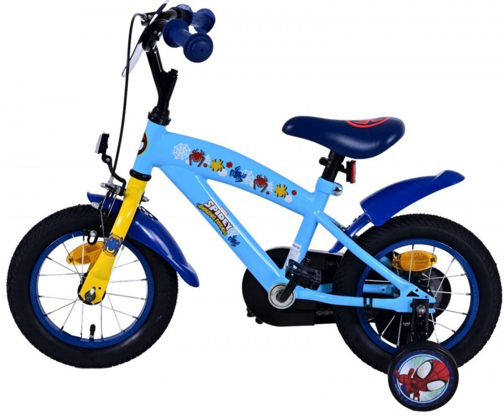EandL Cycles Bicicleta pentru copii EL Spidey si prietenii 12 inch frana de mana pe roata fata scaun si ghidon reglabil spite metalice roti gonflabile