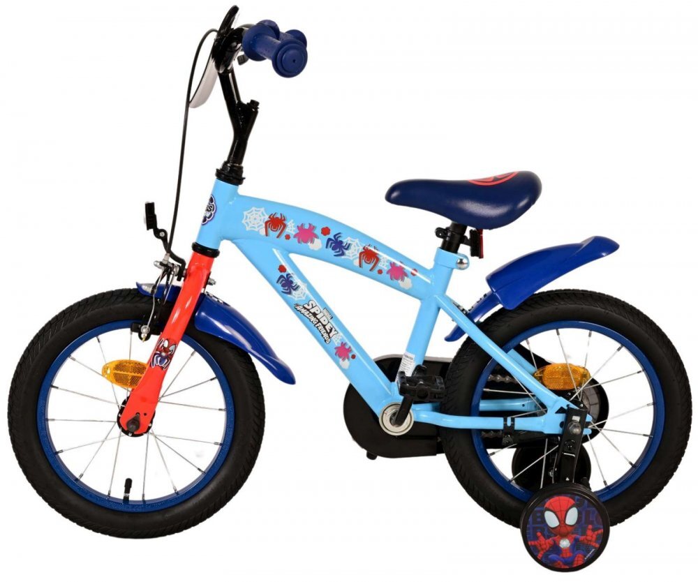 EandL Cycles Bicicleta pentru copii EL Spidey si prietenii 14 inch frana de mana pe roata fata scaun si ghidon reglabil spite metalice roti gonflabile