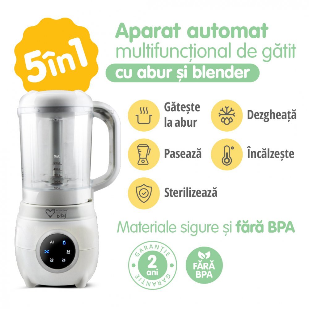 EASYCARE BABY Aparat automat multifunctional de gatit cu aburi si blender 5 in 1