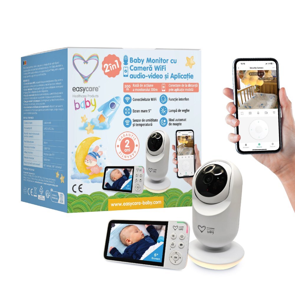EASYCARE BABY Baby Monitor si camera WiFi audio-video 2 in 1 cu aplicatie