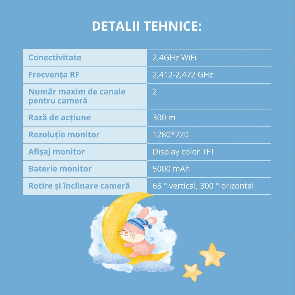 EASYCARE BABY Baby Monitor si camera WiFi audio-video 2 in 1 cu aplicatie
