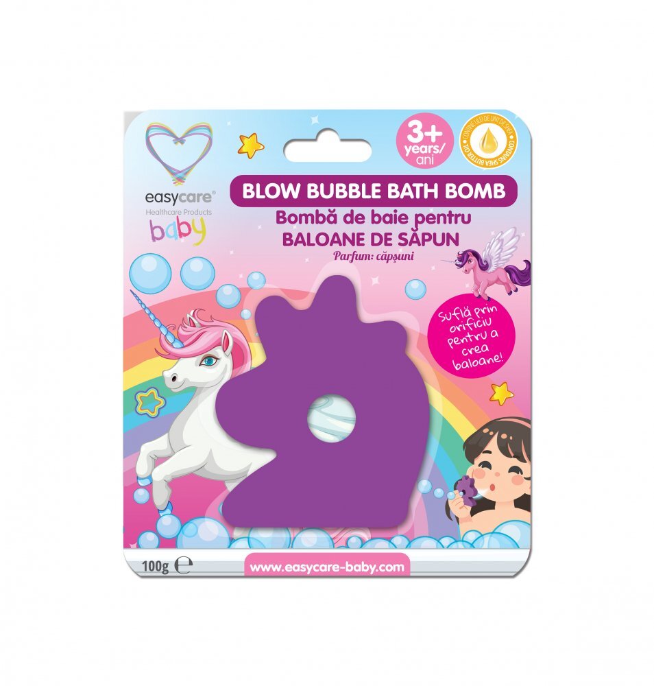 EASYCARE BABY Bomba de baie cu baloane de sapun cu parfum de capsuni 100 g Unicorn