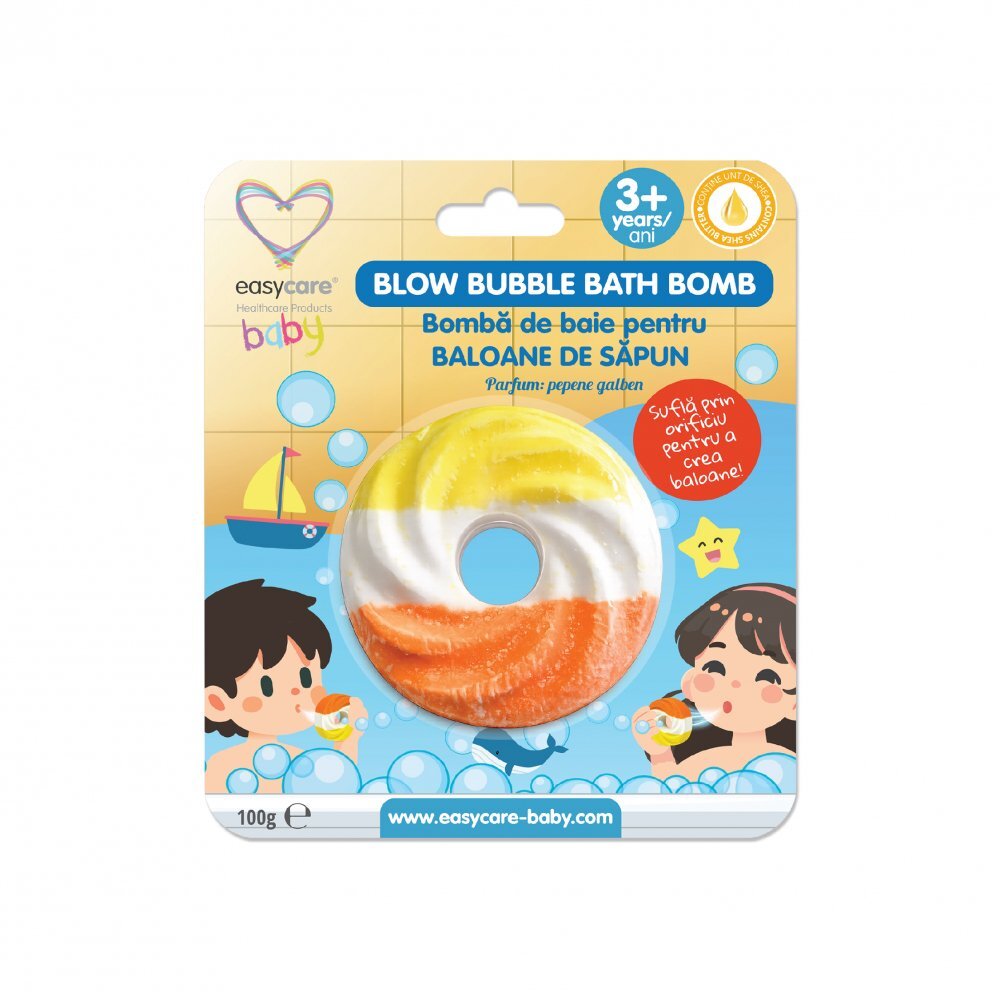 EASYCARE BABY Bomba de baie cu baloane de sapun Disc cu parfum de pepene galben 100g