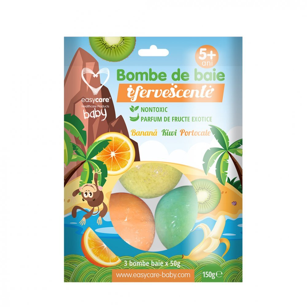 EASYCARE BABY Bombe de baie efervescente copii fructe exotice 3 bucpunga