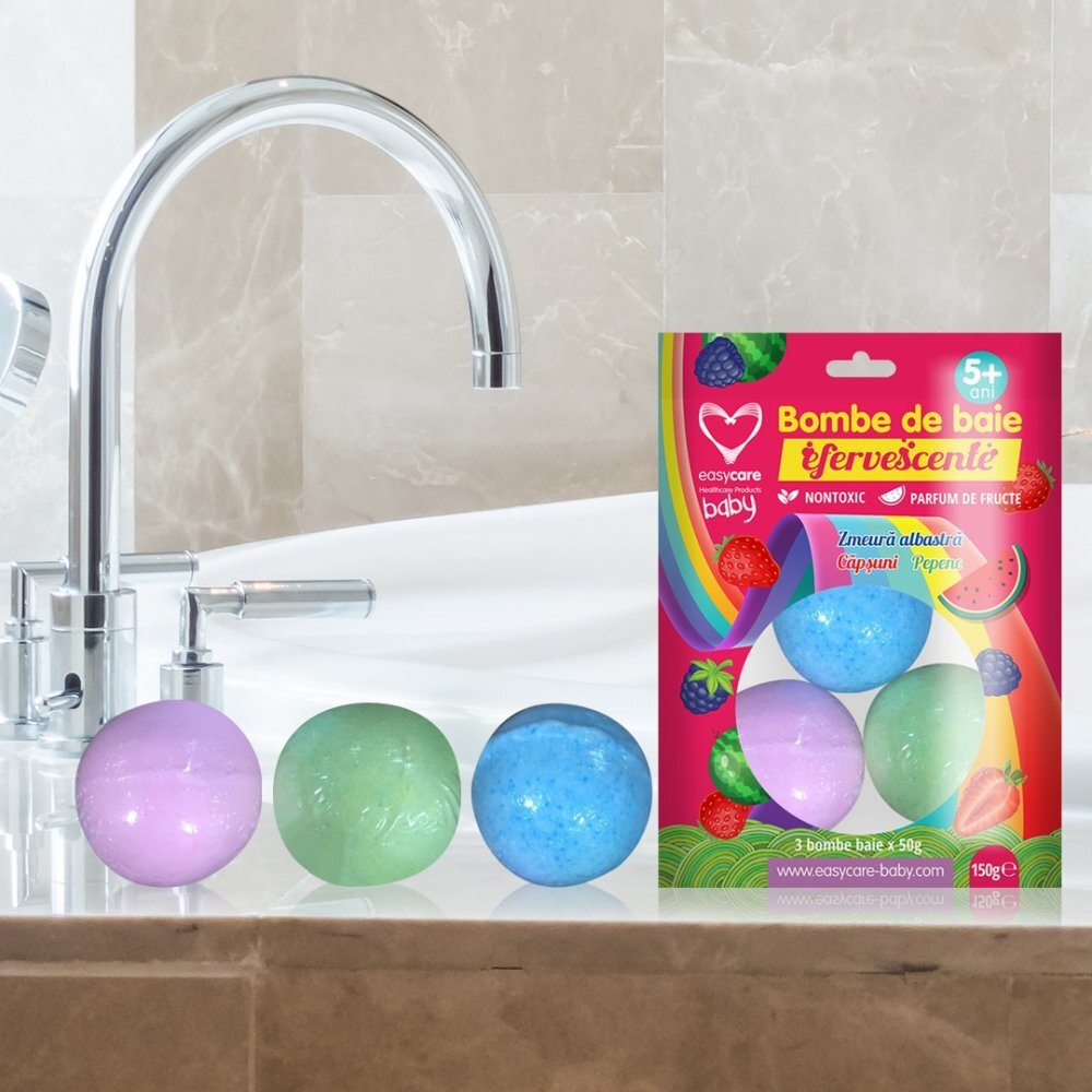 EASYCARE BABY Bombe de baie efervescente pentru copii 3 bucpunga