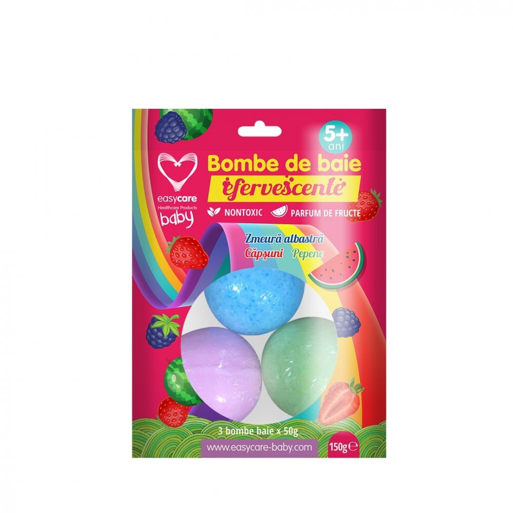 EASYCARE BABY Bombe de baie efervescente pentru copii 3 bucpunga