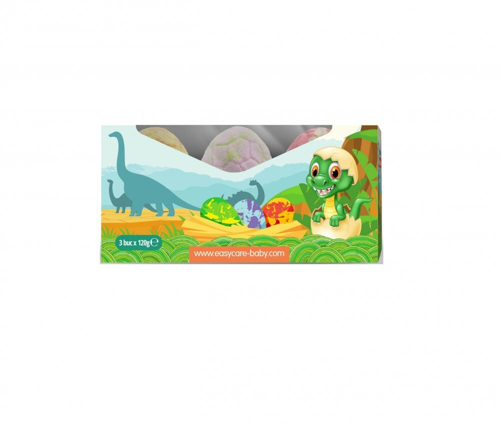 EASYCARE BABY Bombe de baie ou de dinozaur cu surprize parfum fructe 3buccut