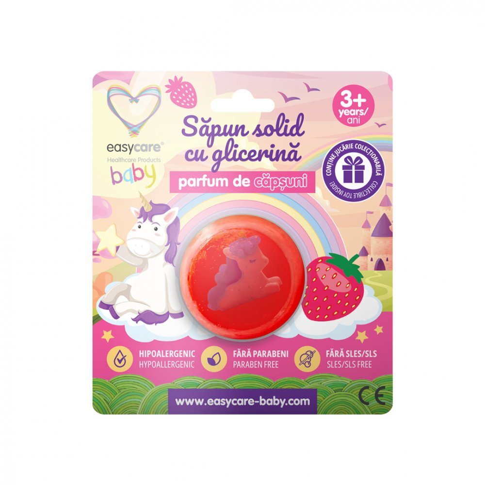 EASYCARE BABY Sapun solid cu glicerina si jucarie pentru copii parfum capsuni 100g