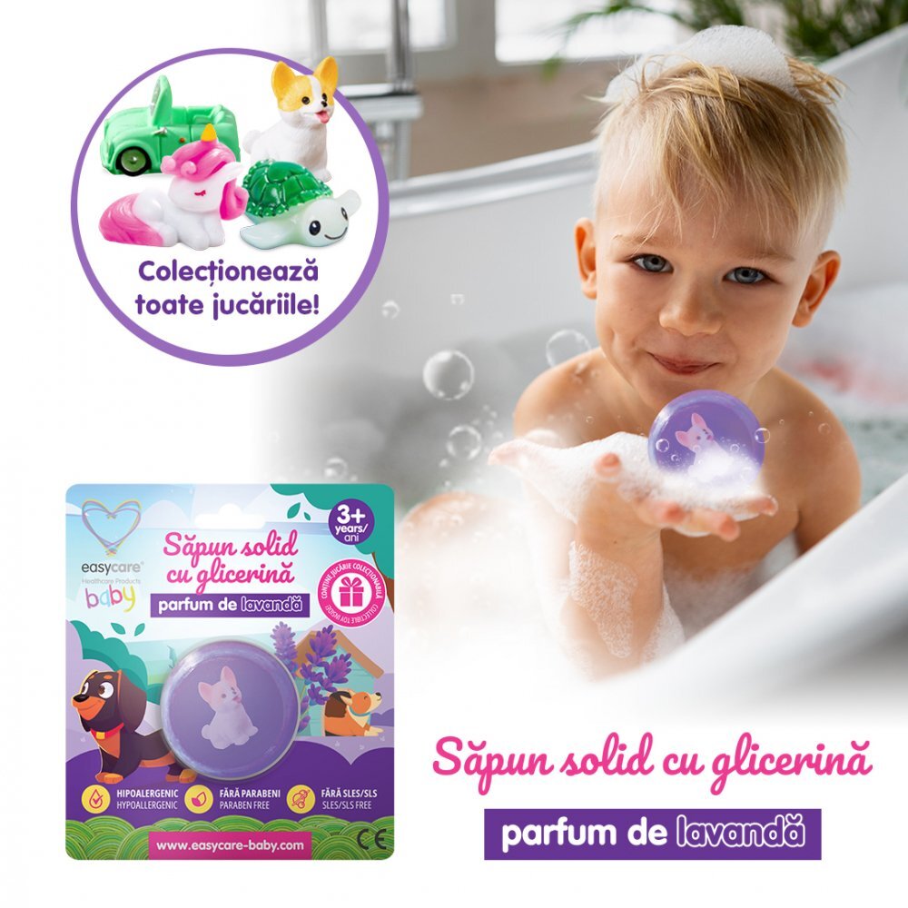 EASYCARE BABY Sapun solid cu glicerina si jucarie pentru copii parfum lavanda 100g