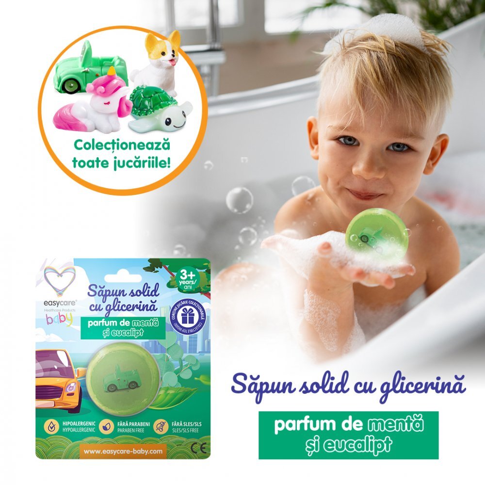 EASYCARE BABY Sapun solid cu glicerina si jucarie pentru copii parfum menta eucalipt 100g