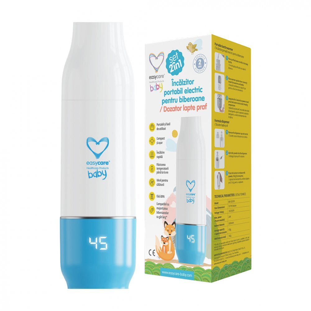 EASYCARE BABY Set 2 in 1 incalzitor electric portabil pentru biberoane si dozator lapte praf