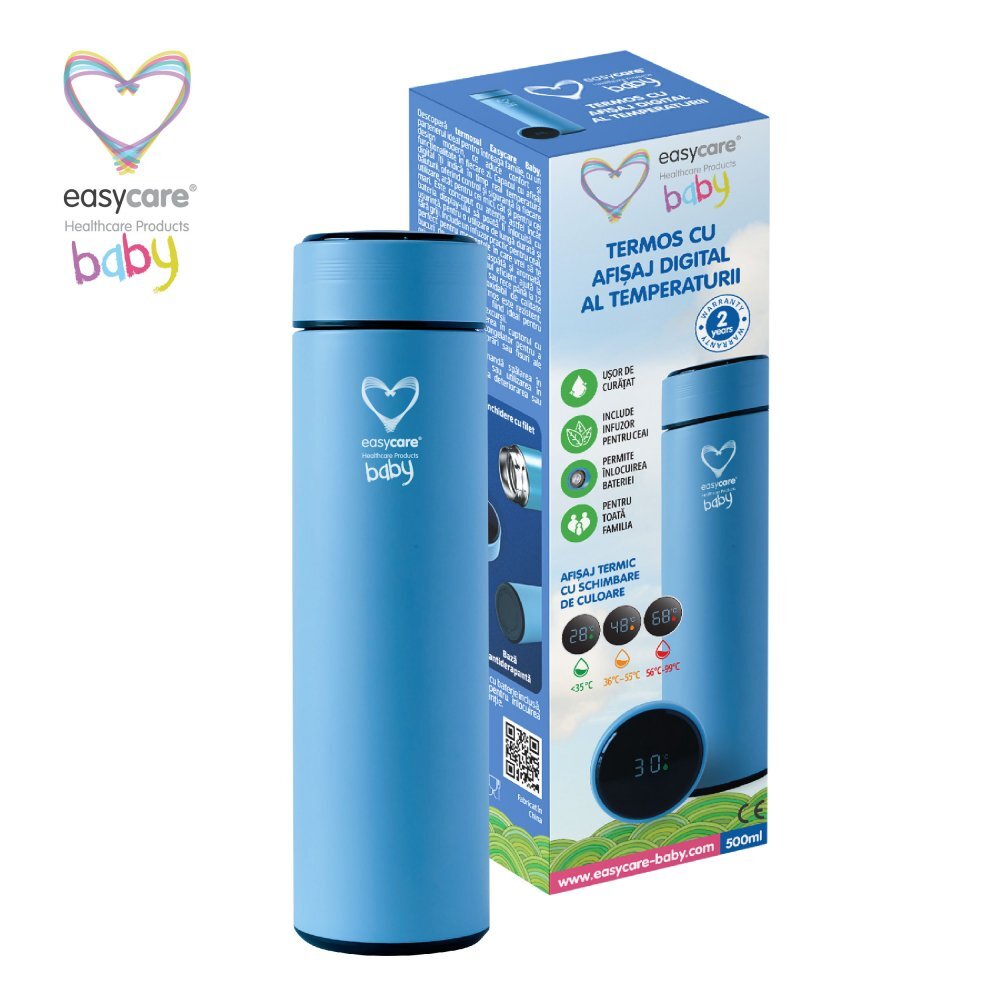 EASYCARE BABY Termos cu indicator digital de temperatura albastru 500 ml