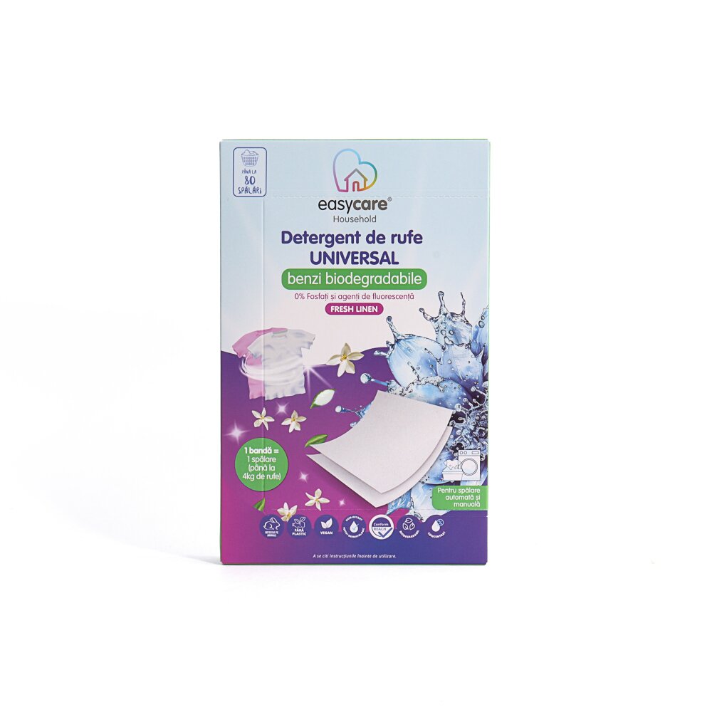 EASYCARE HOUSEHOLD Detergent universal de rufe benzi biodegradabile Fresh Linen 80 benzi