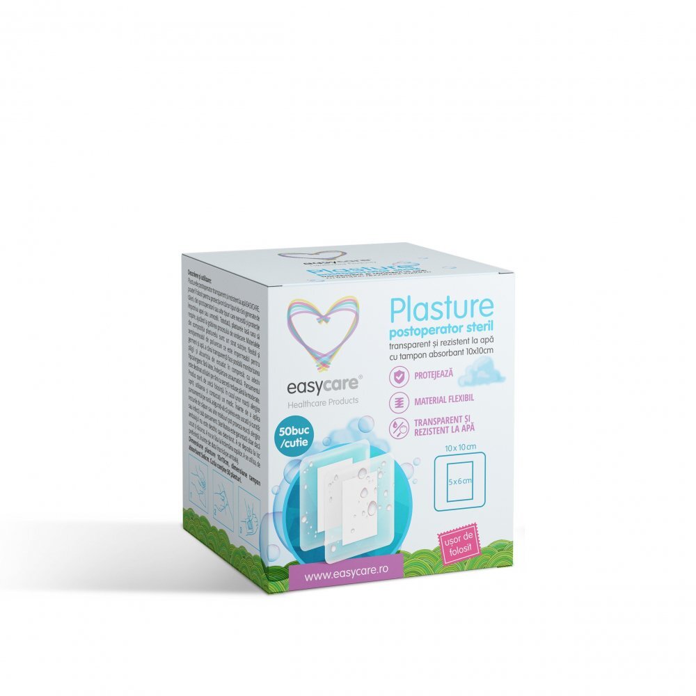 EASYCARE Plasture postoperator transparent si rezistent la apa 10x10cm 50 buccut
