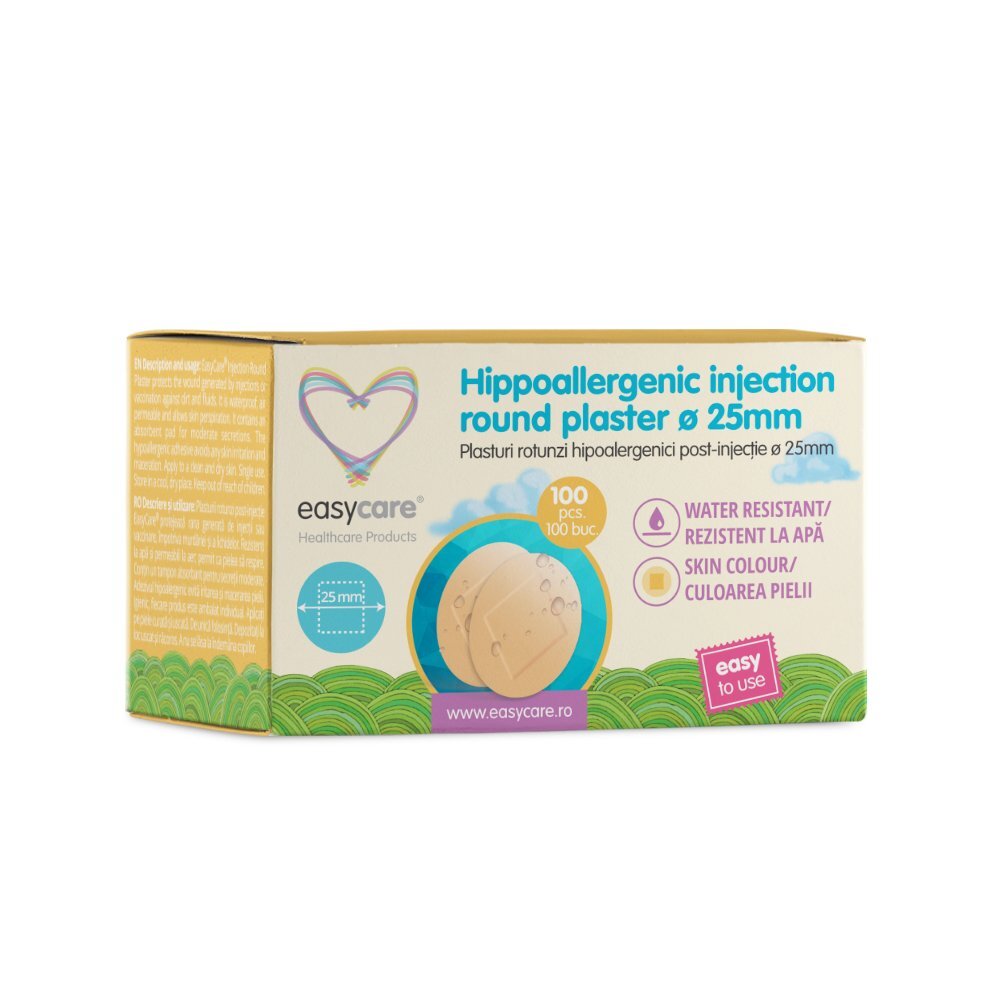 EASYCARE Plasturi rotunzi hipoalergenici post-injectie 25mm 100 bucati