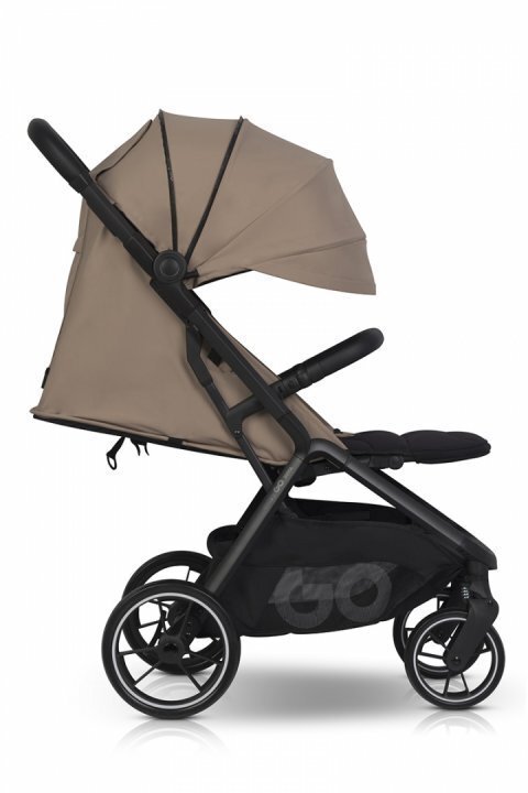 easyGO Carucior 2 in 1 pentru copii Easy Go Zoya Beige cu pliere automata Dual Fold pana la 22 kg copertina XXL pozitie de somn si spatar inalt