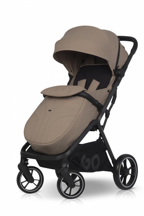 easyGO Carucior 2 in 1 pentru copii Easy Go Zoya Beige cu pliere automata Dual Fold pana la 22 kg copertina XXL pozitie de somn si spatar inalt