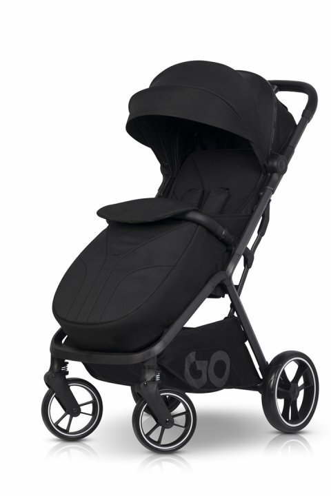 easyGO Carucior 2 in 1 pentru copii Easy Go Zoya Ebony cu pliere automata Dual Fold pana la 22 kg copertina XXL pozitie de somn si spatar inalt