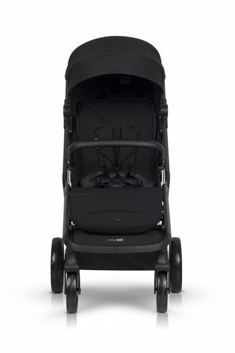 easyGO Carucior 2 in 1 pentru copii Easy Go Zoya Ebony cu pliere automata Dual Fold pana la 22 kg copertina XXL pozitie de somn si spatar inalt