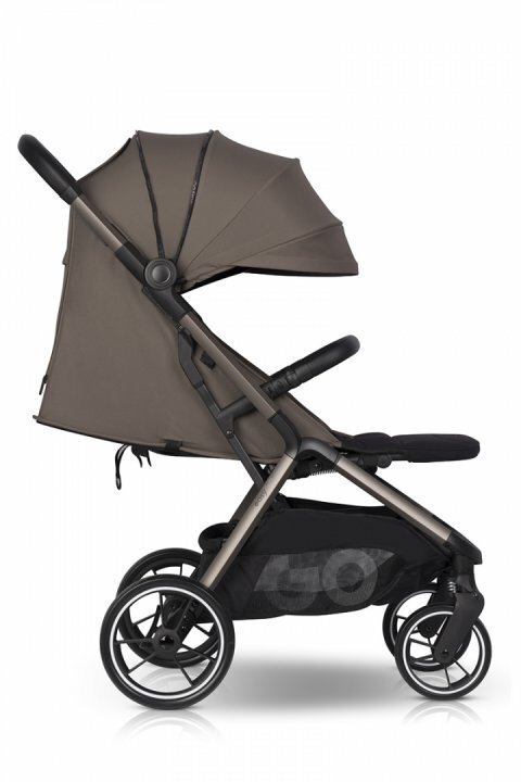 easyGO Carucior 2 in 1 pentru copii Easy Go Zoya Mokka cu pliere automata Dual Fold pana la 22 kg copertina XXL pozitie de somn si spatar inalt