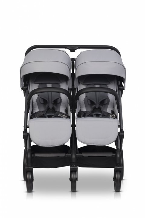 easyGO Carucior pentru copii gemeni Echo 2 in 1 omologat EN1888 Pliabil cu Landouri textile copertine independente reglabile si detasabile suspensii spatar reglabil cu 2 huse de picioruse incluse Cloud Gray