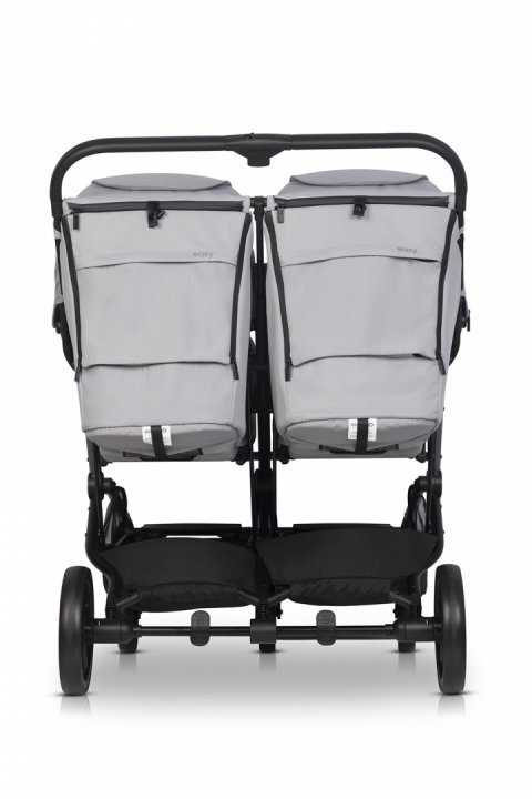 easyGO Carucior pentru copii gemeni Echo 2 in 1 omologat EN1888 Pliabil cu Landouri textile copertine independente reglabile si detasabile suspensii spatar reglabil cu 2 huse de picioruse incluse Cloud Gray