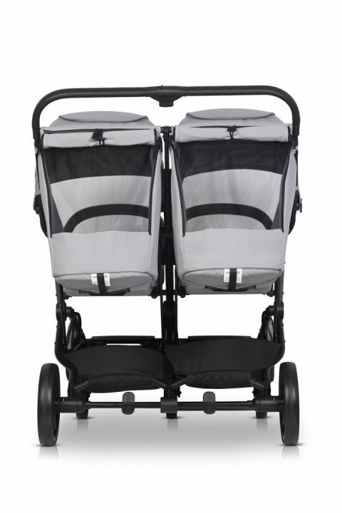 easyGO Carucior pentru copii gemeni Echo 2 in 1 omologat EN1888 Pliabil cu Landouri textile copertine independente reglabile si detasabile suspensii spatar reglabil cu 2 huse de picioruse incluse Cloud Gray