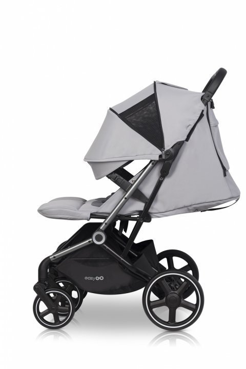 easyGO Carucior pentru copii gemeni Echo 2 in 1 omologat EN1888 Pliabil cu Landouri textile copertine independente reglabile si detasabile suspensii spatar reglabil cu 2 huse de picioruse incluse Cloud Gray