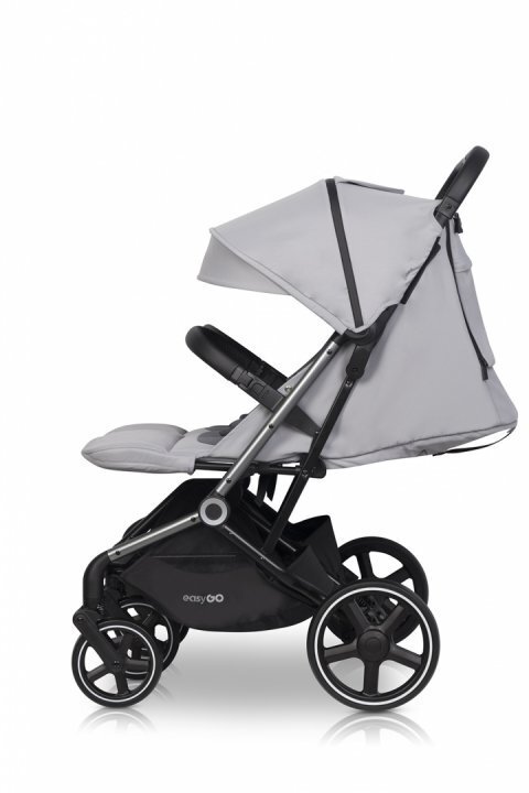 easyGO Carucior pentru copii gemeni Echo 2 in 1 omologat EN1888 Pliabil cu Landouri textile copertine independente reglabile si detasabile suspensii spatar reglabil cu 2 huse de picioruse incluse Cloud Gray