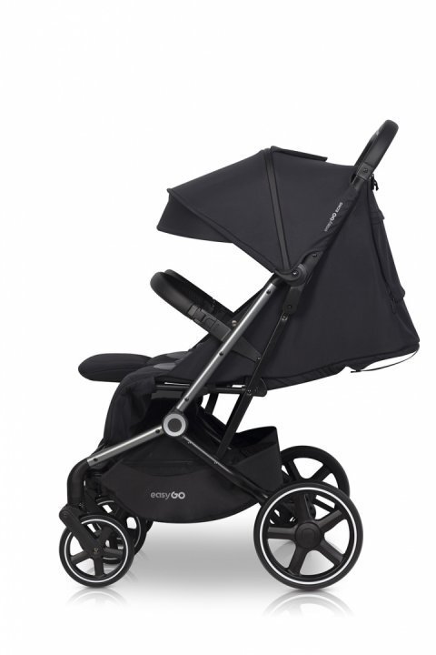 easyGO Carucior pentru copii gemeni Echo 2 in 1 omologat EN1888 Pliabil cu Landouri textile copertine independente reglabile si detasabile suspensii spatar reglabil cu 2 huse de picioruse incluse Ebony Black