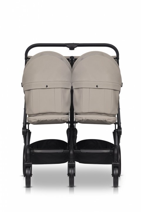 easyGO Carucior pentru copii gemeni Echo 2 in 1 omologat EN1888 Pliabil cu Landouri textile copertine independente reglabile si detasabile suspensii spatar reglabil cu 2 huse de picioruse incluse Savana Beige