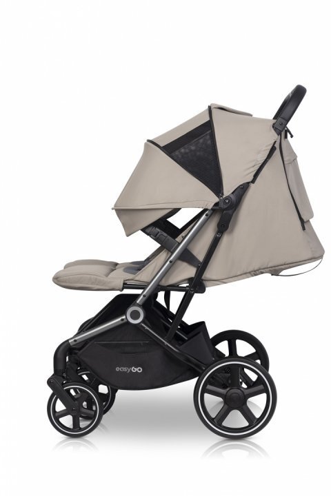 easyGO Carucior pentru copii gemeni Echo 2 in 1 omologat EN1888 Pliabil cu Landouri textile copertine independente reglabile si detasabile suspensii spatar reglabil cu 2 huse de picioruse incluse Savana Beige