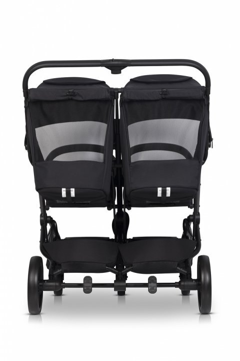 easyGO Carucior pentru gemeni Echo ultrapliabil cu suspensii spatar si suport picioare reglabile usor si manevrabil omologat EN1888 accesorii incluse Ebony Black
