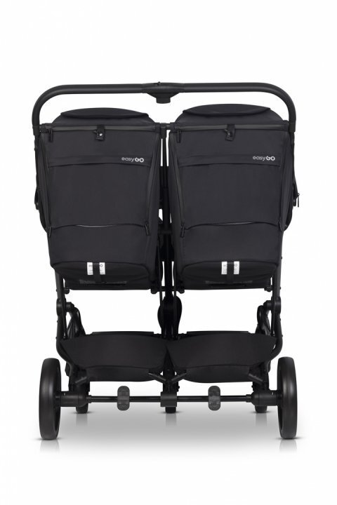 easyGO Carucior pentru gemeni Echo ultrapliabil cu suspensii spatar si suport picioare reglabile usor si manevrabil omologat EN1888 accesorii incluse Ebony Black