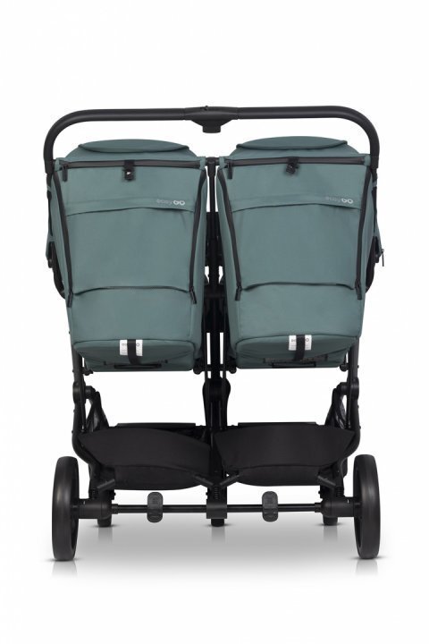 easyGO Carucior pentru gemeni Echo ultrapliabil cu suspensii spatar si suport picioare reglabile usor si manevrabil omologat EN1888 accesorii incluse Sage Green